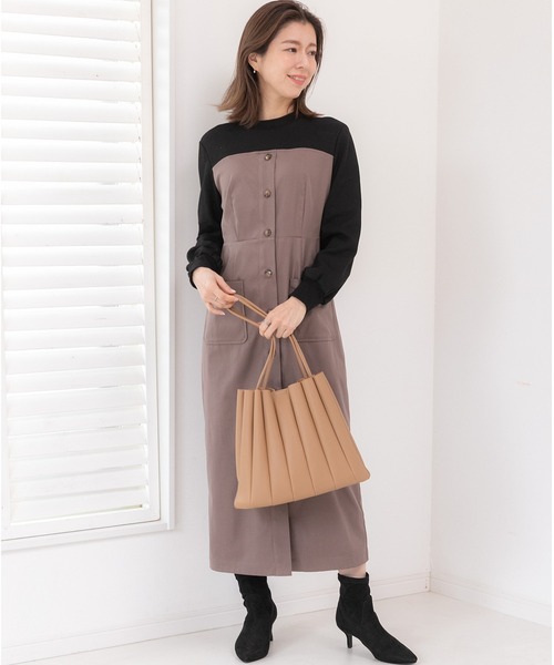 「PREFERIR」 長袖ワンピース MEDIUM モカ レディース_画像4
