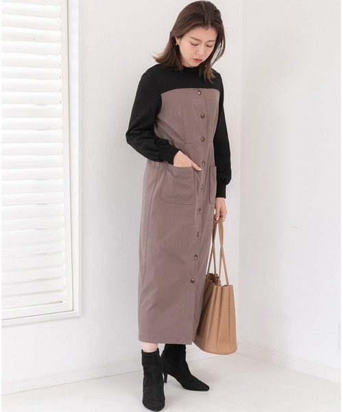 「PREFERIR」 長袖ワンピース MEDIUM モカ レディース_画像5