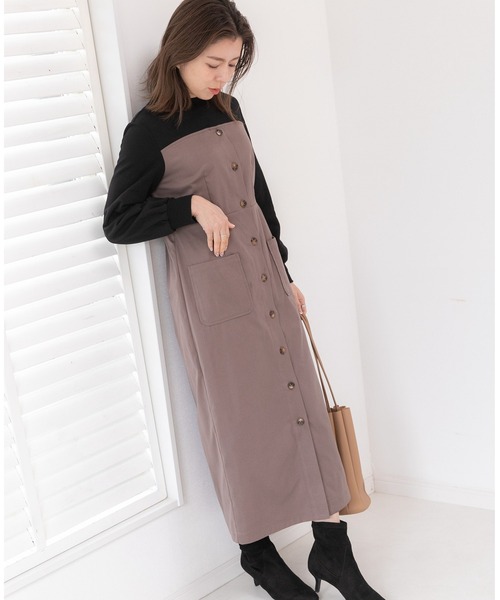 「PREFERIR」 長袖ワンピース MEDIUM モカ レディース_画像6