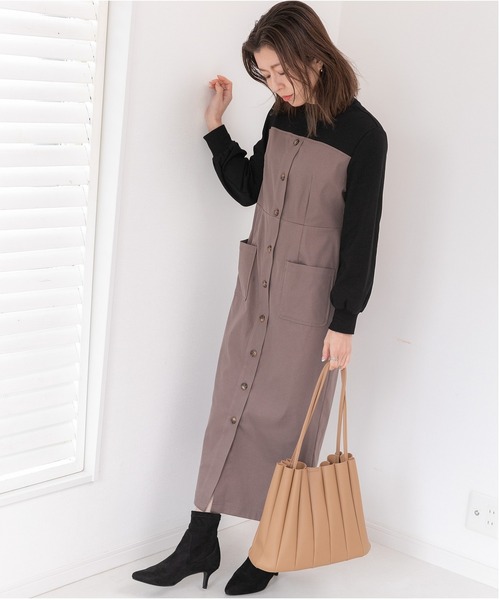 「PREFERIR」 長袖ワンピース MEDIUM モカ レディース_画像8