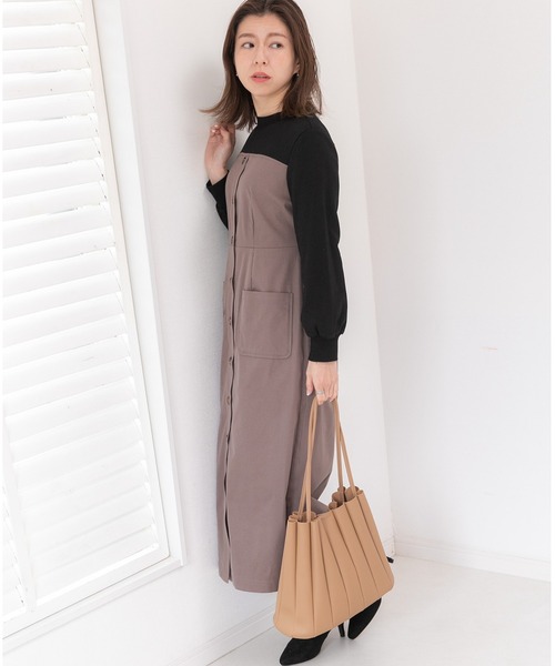 「PREFERIR」 長袖ワンピース MEDIUM モカ レディース_画像9