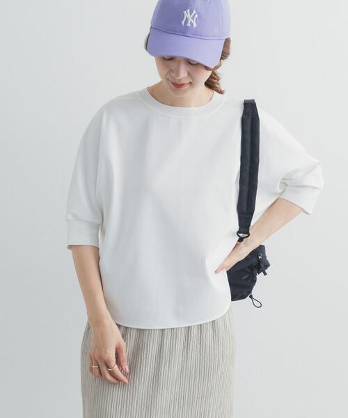 tシャツ ニットドッキングドルマン プルオーバー レディースの画像
