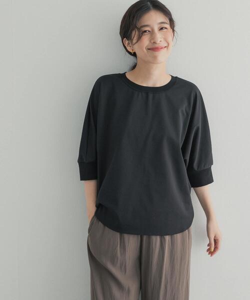 tシャツ ニットドッキングドルマン プルオーバー レディースの画像