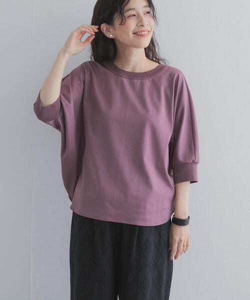 tシャツ ニットドッキングドルマン プルオーバー レディースの画像
