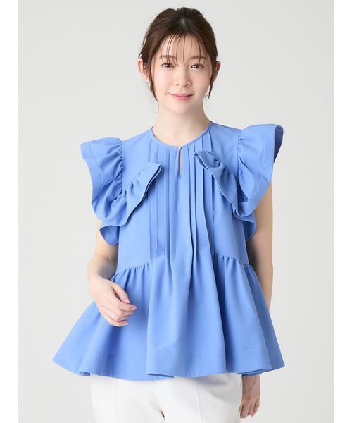 ブラウス シャツ 「洗える」「UVカット」「クイックドライ」ピンタックチュニックブラウス レディースの画像
