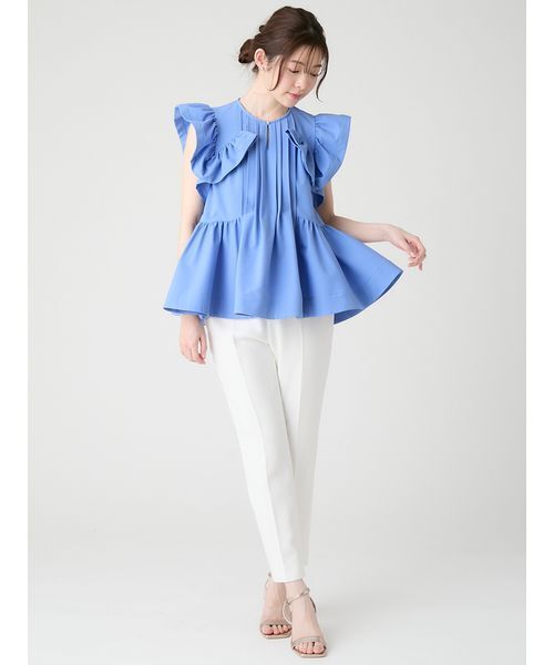 ブラウス シャツ 「洗える」「UVカット」「クイックドライ」ピンタックチュニックブラウス レディースの画像