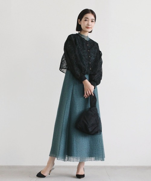 「kaene」 長袖ワンピース 36 イエロー レディース_画像8