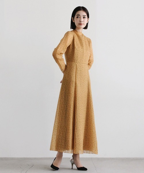 「kaene」 長袖ワンピース 36 イエロー レディース_画像10