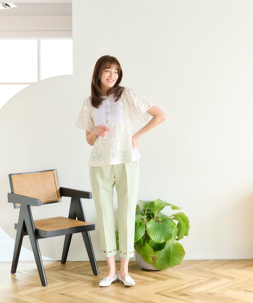Chesty - チェスティ 22SS オーガンジーカラー ブラウス プルオーバー ノースリーブ Chesty（チェスティ） ブラウス シャツ シェルパーツブラウス