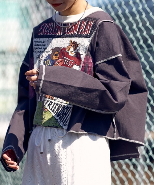 「etsinta」 長袖カットソー ONE SIZE ピンク レディース_画像4