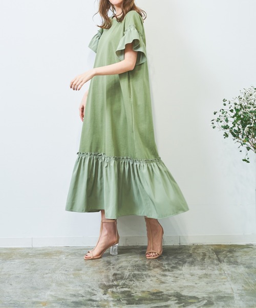 「HERENCIA」 半袖ワンピース MEDIUM チャコールグレー レディース_画像2