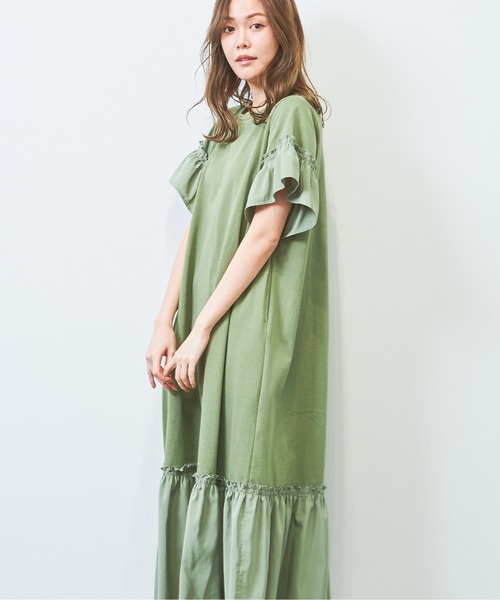 「HERENCIA」 半袖ワンピース MEDIUM チャコールグレー レディース_画像3
