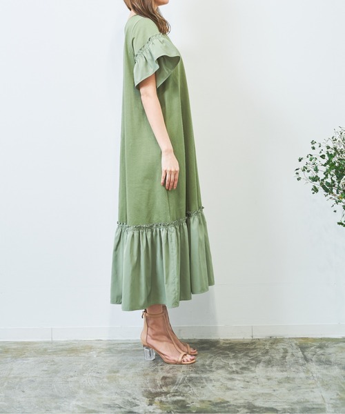 「HERENCIA」 半袖ワンピース MEDIUM チャコールグレー レディース_画像6