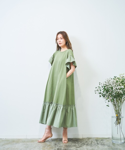 「HERENCIA」 半袖ワンピース MEDIUM チャコールグレー レディース_画像7