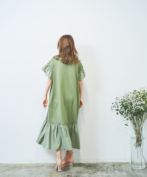 「HERENCIA」 半袖ワンピース MEDIUM チャコールグレー レディース_画像8