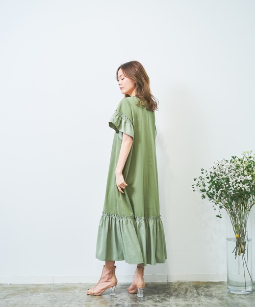 「HERENCIA」 半袖ワンピース MEDIUM チャコールグレー レディース_画像9