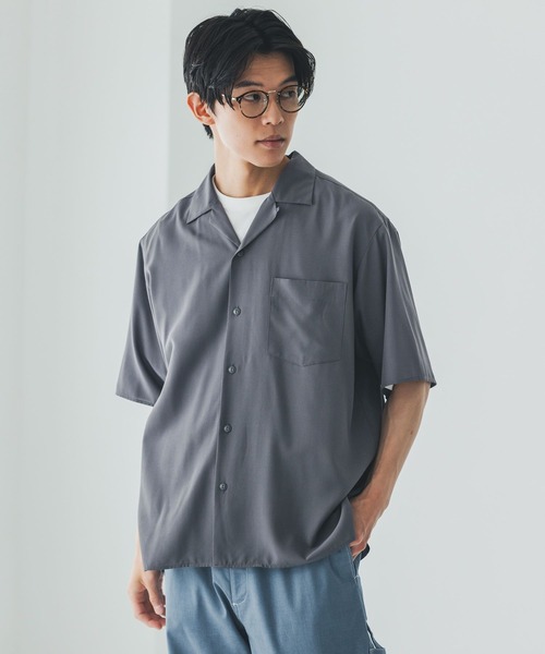 美品ZIP式半袖シャツ グローバルワーク GLOBAL WORK サイズMグレー GLOBAL WORK（グローバルワーク） シャツ 半袖 サラサマ開襟シャツ
