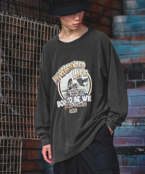 「SIDEWAY STANCE」 長袖Tシャツ MEDIUM グレー メンズ_画像2
