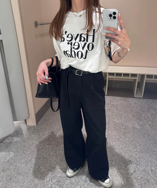 「ISOOK」 半袖Tシャツ FREE アイボリー レディース_画像5
