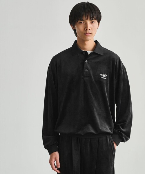 umbro アンブロ マンチェスターユナイテッド ポロシャツ L ブラック umbro（アンブロ） tシャツ 「別注」「UMBRO」ベロア 長袖 ポロシャツ