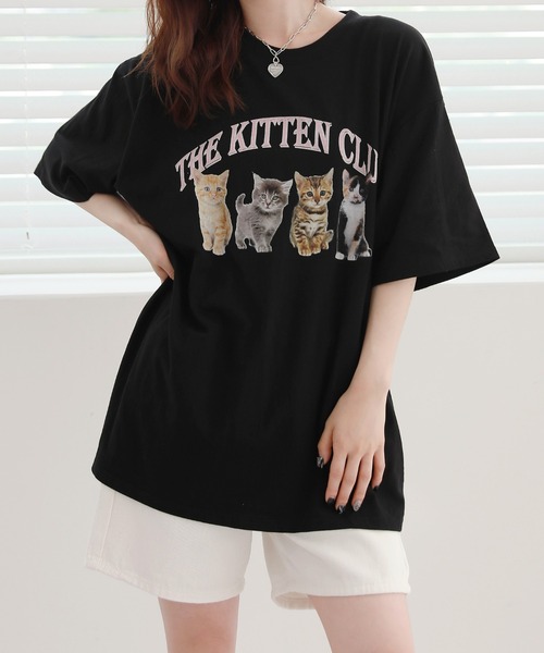 Tシャツ Tシャツ 猫アニマルプリンティング半袖tシャツ Zozotown Yahoo 店 通販 Yahoo ショッピング
