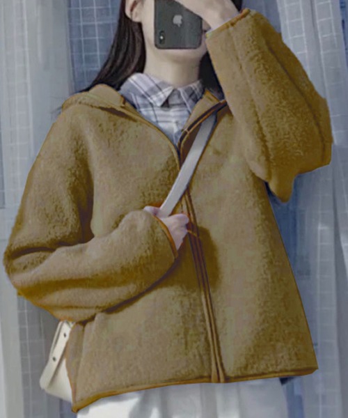 DAY CLOSET ブルゾン アウター レディース フード付きミディ丈ボア