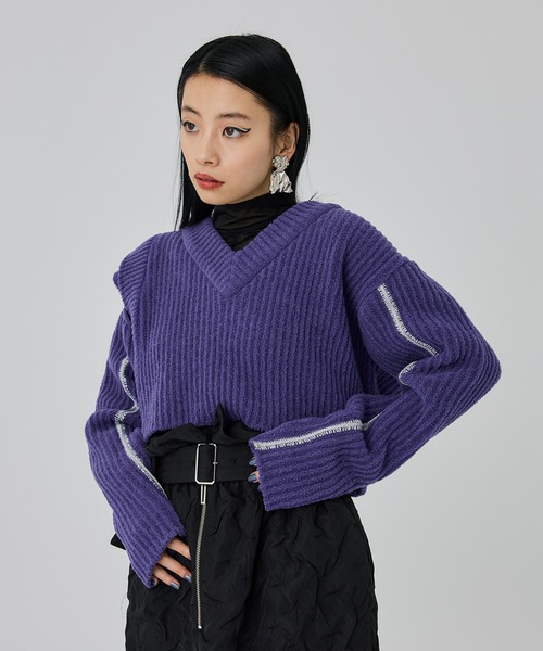 united Tokyo モヘアVネックニット パープル Perfect Suit FActory（パーフェクト スーツ ファクトリー） セーター