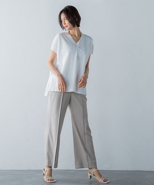 ニット 【洗えるニット】コットンアセテートVネックプルオーバー 洗えるニット