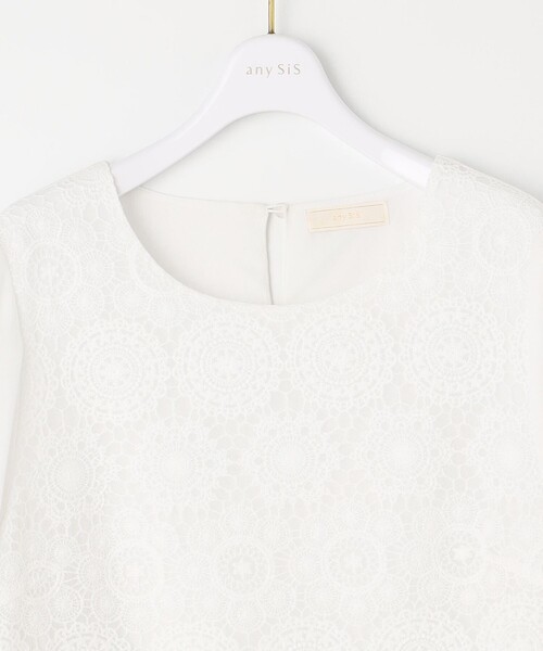 tシャツ 「洗える」レイヤードレース ブラウス レディース any SiS tシャツ 「洗える」レイヤードレース ブラウス