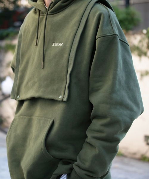 パーカー 2Way removable vest sweat  parka レディース メンズ S'more パーカー 2Way removable vest sweat parka レディース
