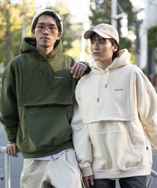 パーカー 2Way removable vest sweat  parka レディース メンズ S'more パーカー 2Way removable vest sweat parka レディース