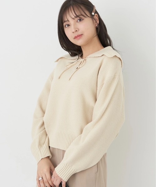 earth music&ecology ニット BIG襟ニットプルオーバー レディース 