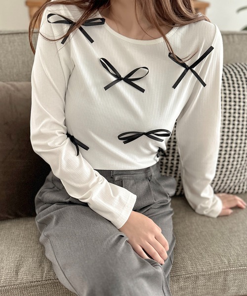 apres jour（アプレジュール） tシャツ 「apres jour clair」リボン 