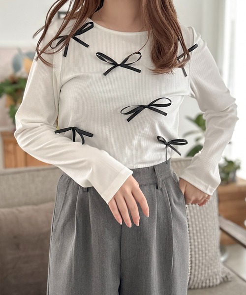 apres jour（アプレジュール） tシャツ 「apres jour clair」リボン 