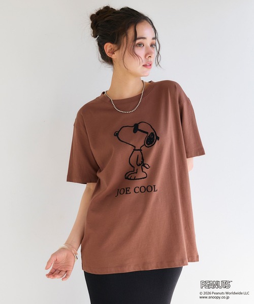 45R×PEANUTS ■ SNOOPYスヌーピー Tシャツ 茶系 サイズ2 PEANUTS tシャツ 半袖 「PEANUTS/ピーナッツ」SNOOPY/スヌーピー「JOE