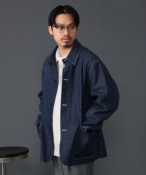 【極美品】ナイスネス カバーオール コットンジャケット ブルゾン L デニム A VONTADE ブルゾン アウター *A / デニム カバーオール メンズ