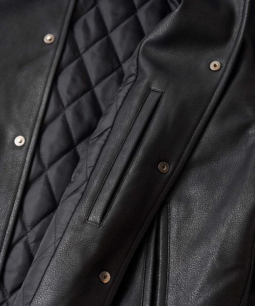 Subciety 刺繍 レザー スタジャン L Subciety スタジャン FAKE LEATHER STADIUM JKT メンズ