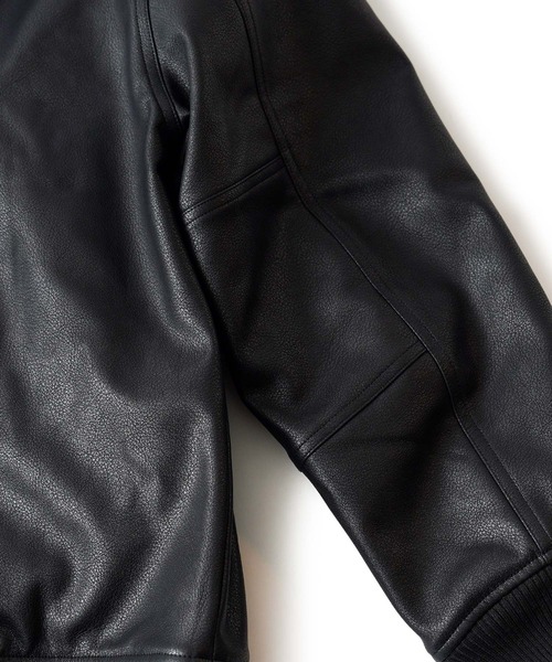 Subciety 刺繍 レザー スタジャン L Subciety スタジャン FAKE LEATHER STADIUM JKT メンズ