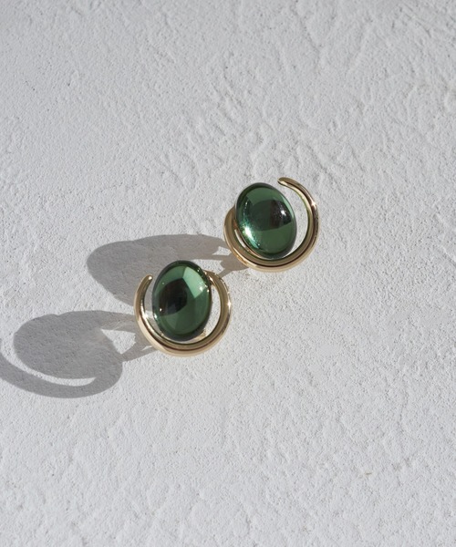 新品 ブラック＆ゴールド オーバルイヤリング acrylic｜2026 earring parts (NYL) イヤリングパーツ サークル