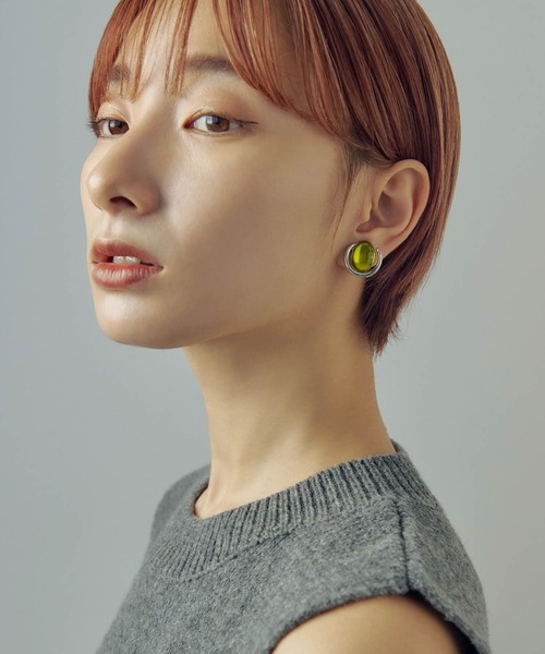 Chloe 国内発送 シェルイヤリング ゴールドトーン R】Chainring Drop Earring(チェーンリングドロップイヤリング