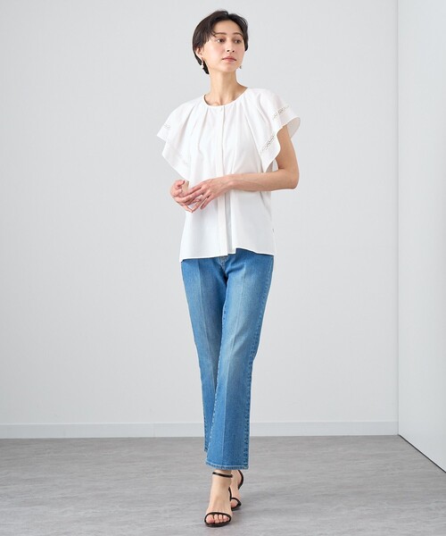 ブラウス シャツ ブロードフレアスリーブ ブラウス レディース ANAYI ブラウス シャツ ブロードフレアスリーブ レディース