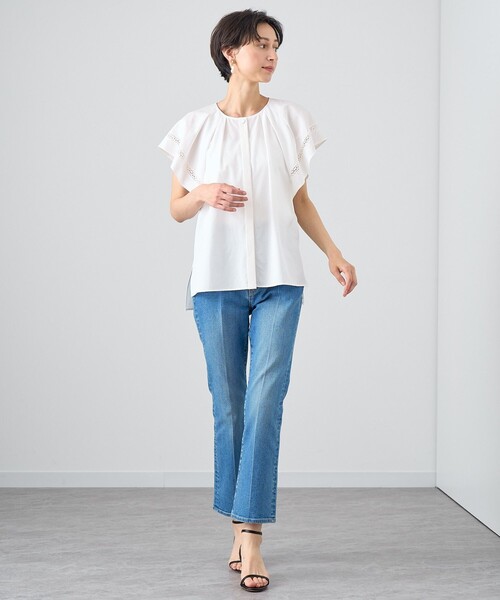 23SS✨アナイ ソフトリネンフレア袖 ブラウス ホワイト 38 2023 ANAYI（アナイ）の「ソフトリネンフレア袖 ブラウス（シャツ