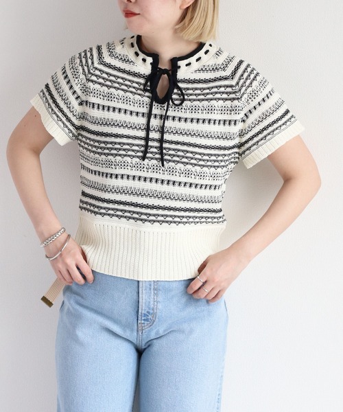 cepo（セポ） ニット セーター リボンジャガードニット レディース