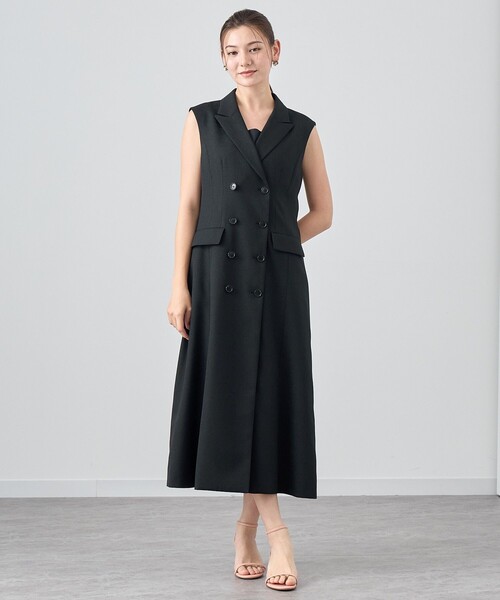 ANAYI アナイ ロングベスト ニットワンピース ノースリーブ 金ボタン ジレ ANAYI（アナイ） ワンピース リネンライクジレワンピース : ZOZOTOWN