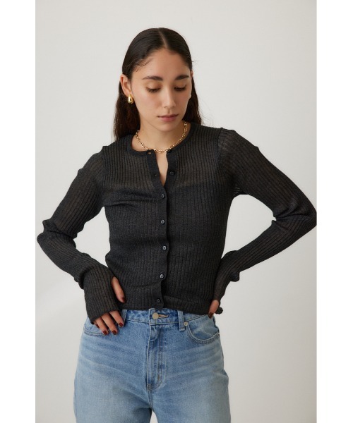 crie conforto カーディガン シアーリブニットカーデ レディース