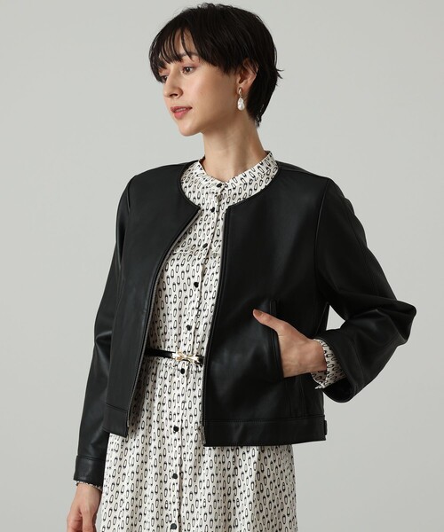 極美品♡ アナイ　レザージャケット　ノーカラー　ブラック　黒　羊革　36サイズ 極美品✨ Theory 20SS ノーカラー レザージャケット ブラック 羊革