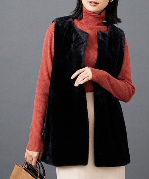 BELLUNA PLUS（ベルーナプラス） ベスト ジレ ホック付もこもこファー