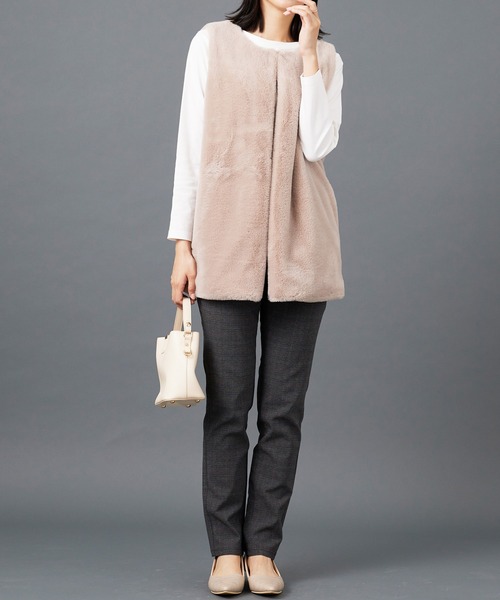 BELLUNA PLUS（ベルーナプラス） ベスト ジレ ホック付もこもこファー