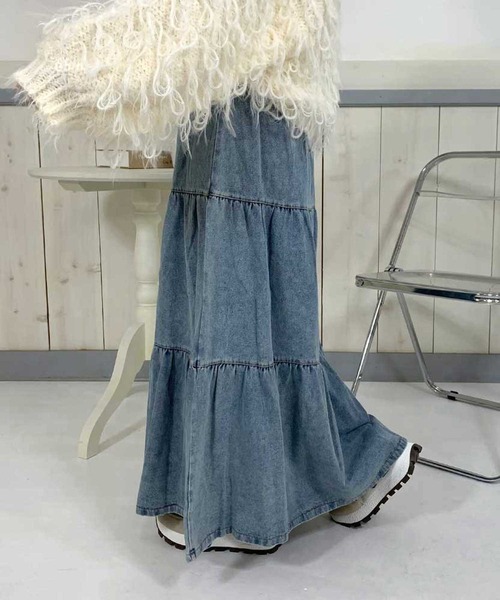 【 BALENCIAGA 】カットオフ ラッフルデニム ロングスカート カットオフAラインデニムスカート|allureville OFFICIAL SITE