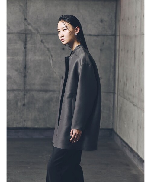 COMME CA 黒　ジャケット コート　レディース COMME CA コート アウター シルエット平二重 ブルゾンコート